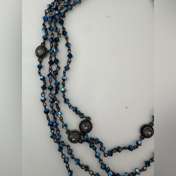 Virgins Saints & Angels Navy Blue and Gunmetal San Benito Medallion Necklace - Picture 3 of 7